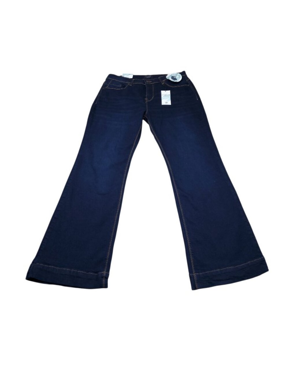 Curve Appeal High Rise Flare Jeans Blue Dark Wash Stretch Women's Size 10 30